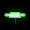 Jesus misrepresented truth highlighted in vibrant colorful neon light signs.
