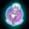 RGB Neon Sign with Astronaut Kitty in Cosmic Galaxy Background
