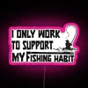 Personalized fishing enthusiast's colorful motivational quote RGB LED neon canvas sign