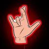 Colorful ASL expression of love in radiant neon lighting