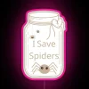 Whimsical RGB LED neon sign for mason jar spider lovers