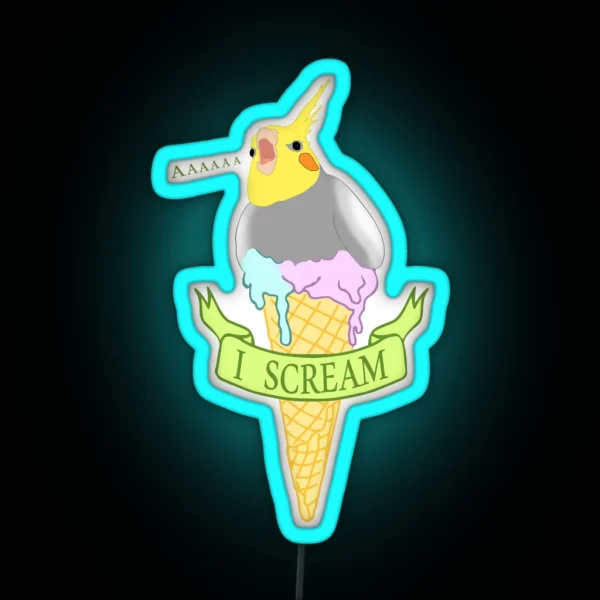 I Scream Ice Cream Cockatiel RGB Neon Sign