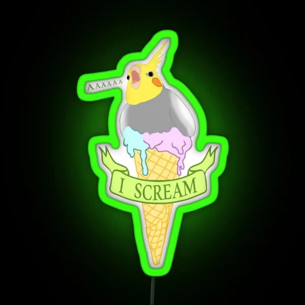 I Scream Ice Cream Cockatiel RGB Neon Sign