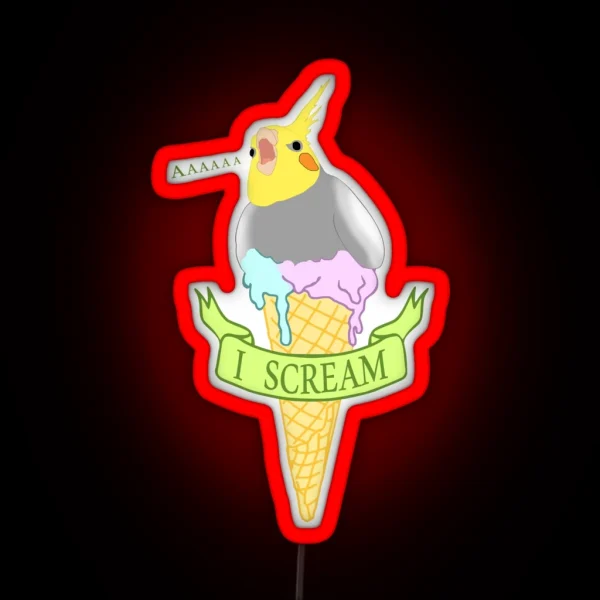 I Scream Ice Cream Cockatiel RGB Neon Sign