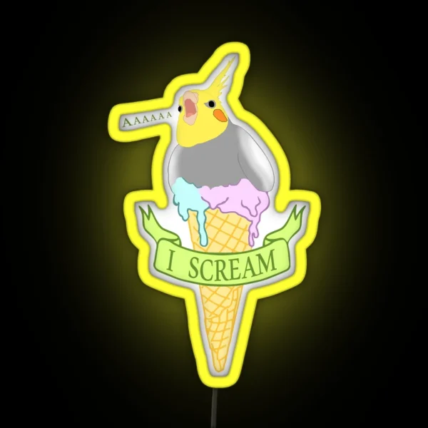 I Scream Ice Cream Cockatiel RGB Neon Sign