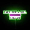 Neon Girls Skiing Sign, Colorful Retro Style Decor for Room
