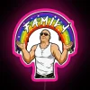 RGB neon lightbox displaying I've Got Family meme from Fast Furious