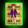 RGB Neon Sign with Glittering Golden Ticket Design Accentuation Decor