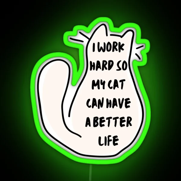 I Work Hard So My Cat Can Have A Better Life Led Space RGB Neon Sign