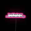 Vibrant RGB neon LED canvas sign with motivational cat quote