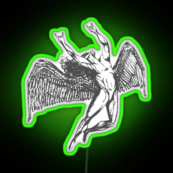 ICARUS THROWS THE HORNS Grey Awesome UNLISTED Designs In My Portfolio RGB Neon Sign