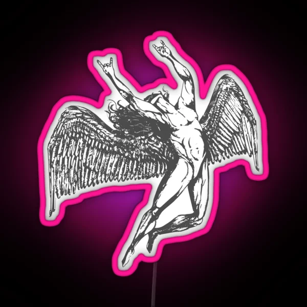 ICARUS THROWS THE HORNS Grey Awesome UNLISTED Designs In My Portfolio RGB Neon Sign