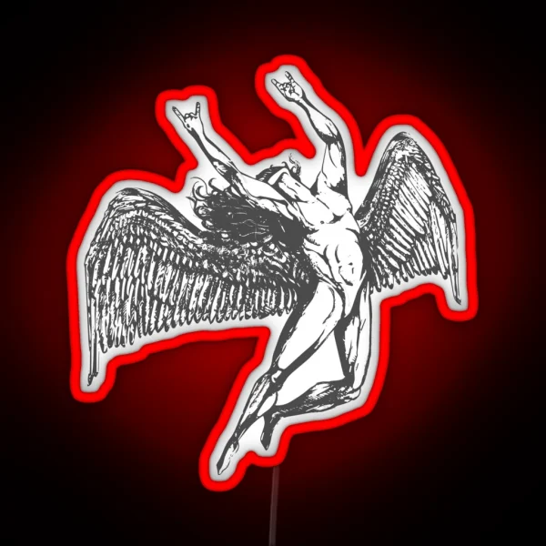 ICARUS THROWS THE HORNS Grey Awesome UNLISTED Designs In My Portfolio RGB Neon Sign