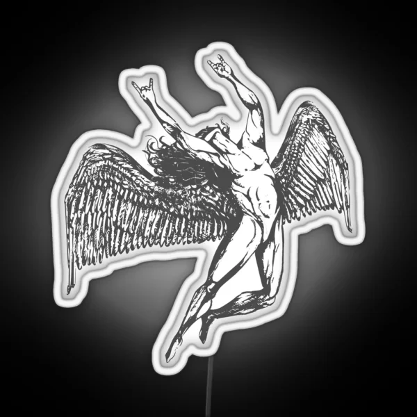 ICARUS THROWS THE HORNS Grey Awesome UNLISTED Designs In My Portfolio RGB Neon Sign