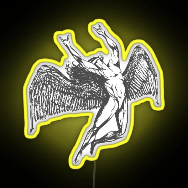 ICARUS THROWS THE HORNS Grey Awesome UNLISTED Designs In My Portfolio RGB Neon Sign