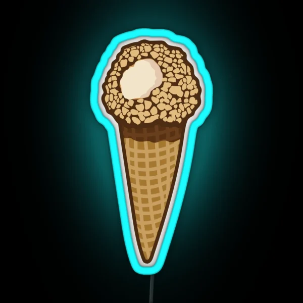 Ice Cream Cone Dipped In Chocolate And Nuts RGB Neon Sign