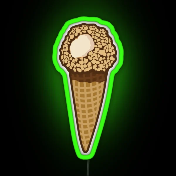 Ice Cream Cone Dipped In Chocolate And Nuts RGB Neon Sign