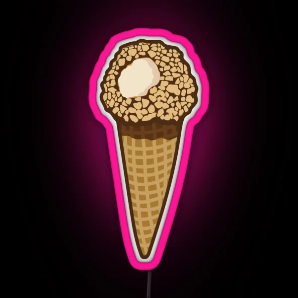 Ice Cream Cone Dipped In Chocolate And Nuts RGB Neon Sign