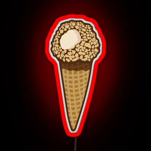 Ice Cream Cone Dipped In Chocolate And Nuts RGB Neon Sign