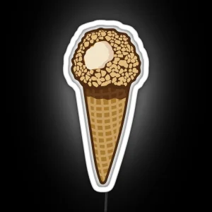 Ice Cream Cone Dipped In Chocolate And Nuts RGB Neon Sign