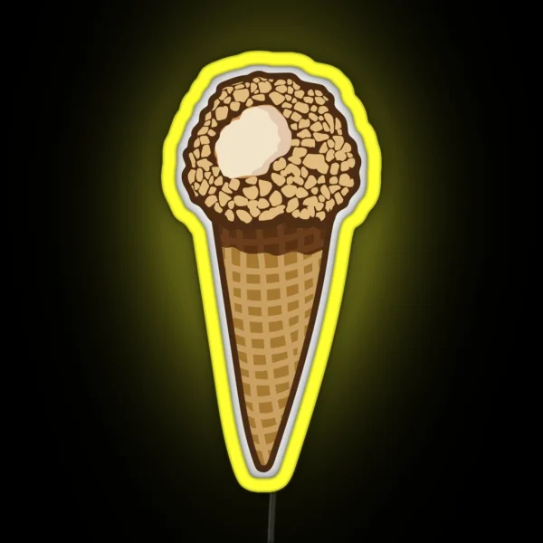Ice Cream Cone Dipped In Chocolate And Nuts RGB Neon Sign
