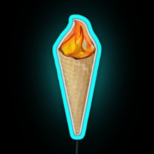 Ice Cream Cone On Fire RGB Neon Sign