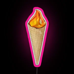 Ice Cream Cone On Fire RGB Neon Sign