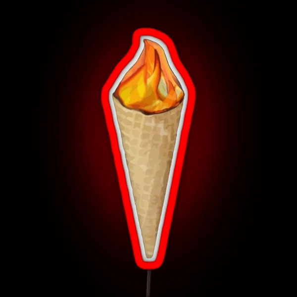 Ice Cream Cone On Fire RGB Neon Sign