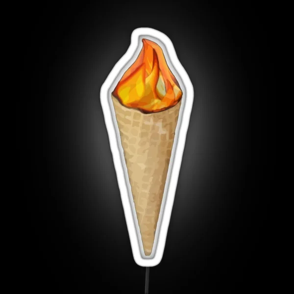 Ice Cream Cone On Fire RGB Neon Sign