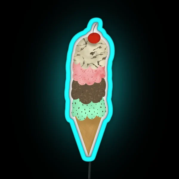 Ice Cream Cone RGB Neon Sign