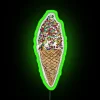 Whimsical Retro Neon Sign Decor Featuring Colorful Ice Cream Cones