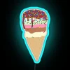 Neon ice cream cone decorative sign in vibrant RGB colors.