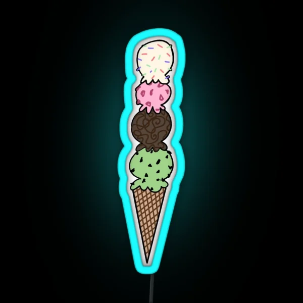 Ice Cream Cone RGB Neon Sign