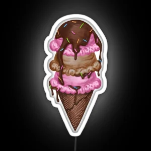 Ice Cream Cone Triple Scoop RGB Neon Sign