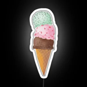 Ice Cream Cone Watercolor Painting RGB Neon Sign