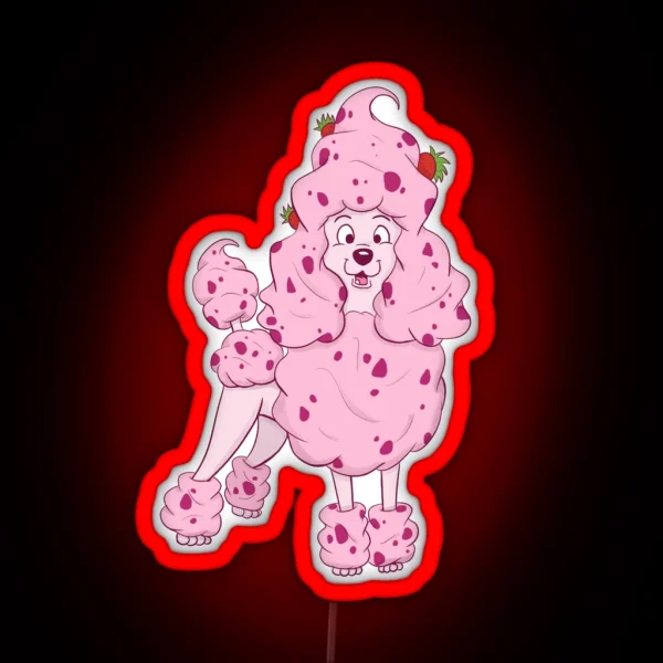 Ice Cream Poodle Strawberry RGB Neon Sign