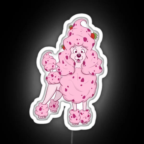 Ice Cream Poodle Strawberry RGB Neon Sign