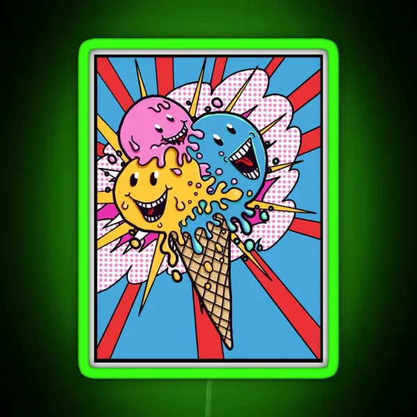 ICE CREAM POP ART TEE RGB Neon Sign