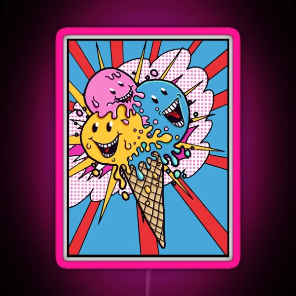 ICE CREAM POP ART TEE RGB Neon Sign