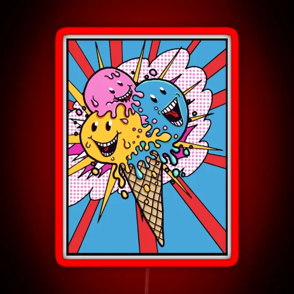 ICE CREAM POP ART TEE RGB Neon Sign