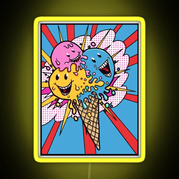 ICE CREAM POP ART TEE RGB Neon Sign