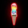Neon ice cream sign in vibrant color with glowing effect.