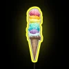 Colorful rgb led neon sign displaying favorite ice cream flavor