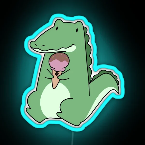 Icecream Cone Alligator RGB Neon Sign
