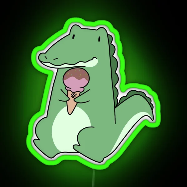 Icecream Cone Alligator RGB Neon Sign