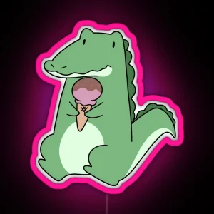 Icecream Cone Alligator RGB Neon Sign