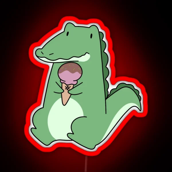 Icecream Cone Alligator RGB Neon Sign