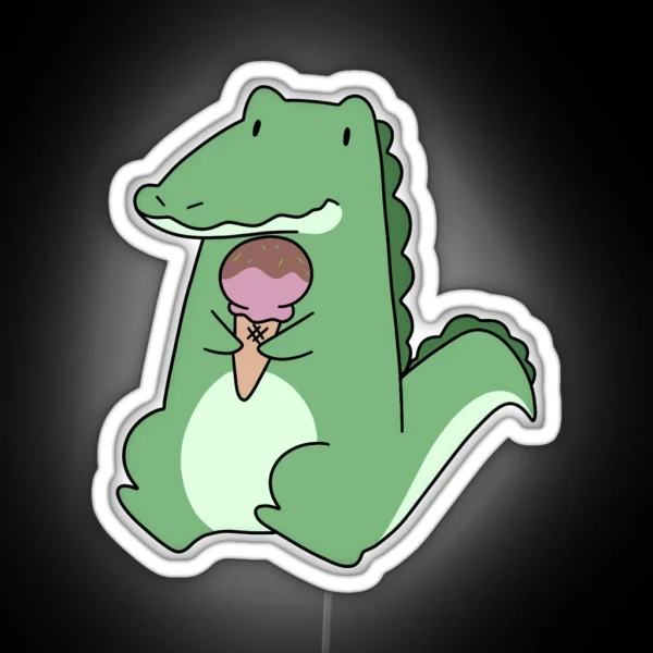Icecream Cone Alligator RGB Neon Sign