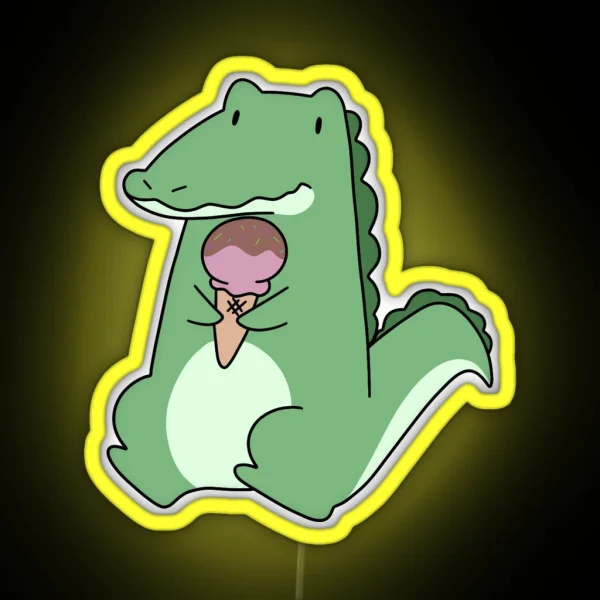 Icecream Cone Alligator RGB Neon Sign