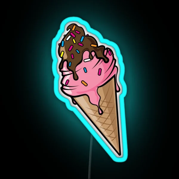 Icecream Stawberry And Chocolate Sauce RGB Neon Sign